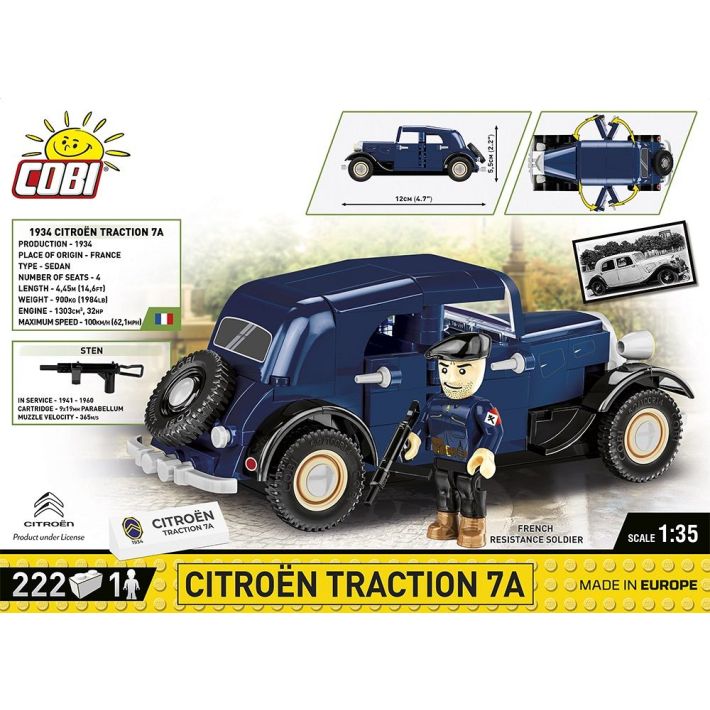 Voiture Miniature Citroën Traction 7A 1934 - Échelle 1/24, Métal, Pour Collection
