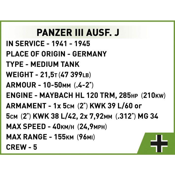 COBI Panzer III Ausf. J Tank : Set #2289 —  Cobi Building Sets
