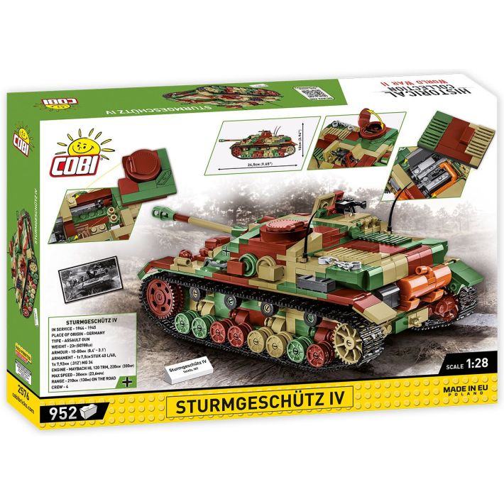 Maquette COBI Sturmgeschütz IV SD.Kfz.167 – 952 Pièces, Échelle 1:28 – Moteur Amovible Et Détails Intérieurs