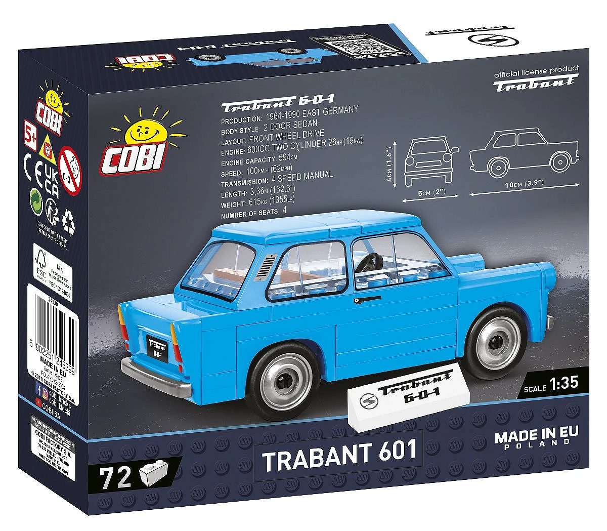 Cobi 24540 Youngtimer Trabant 601 univerzális építőkészlet 74 darabos, (5902251245405) • Ár, Vélemények