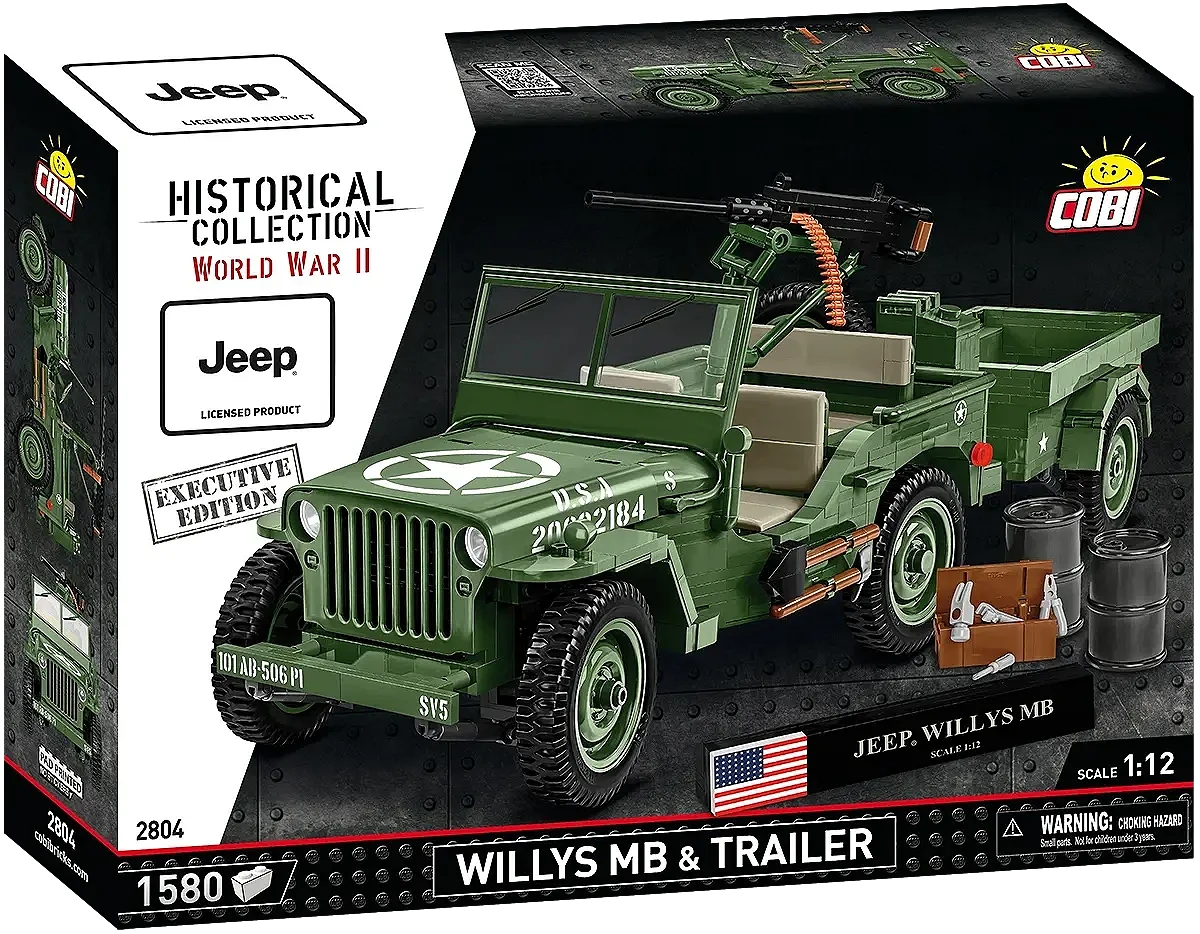 prezent dla fana motoryzacji - klocki auto wojskowe Willys MB + Trailer Executive Edition