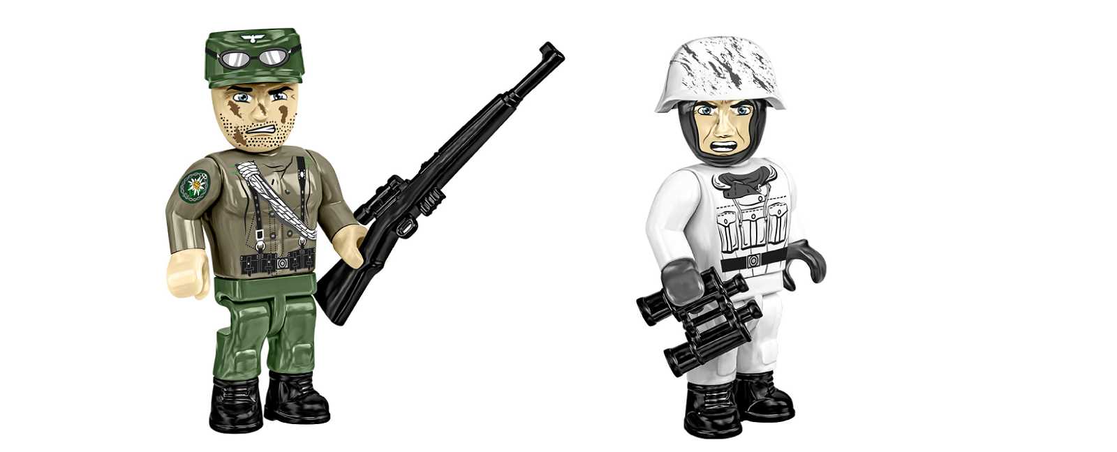 Two highly detailed German soldier minifigures included in the set.