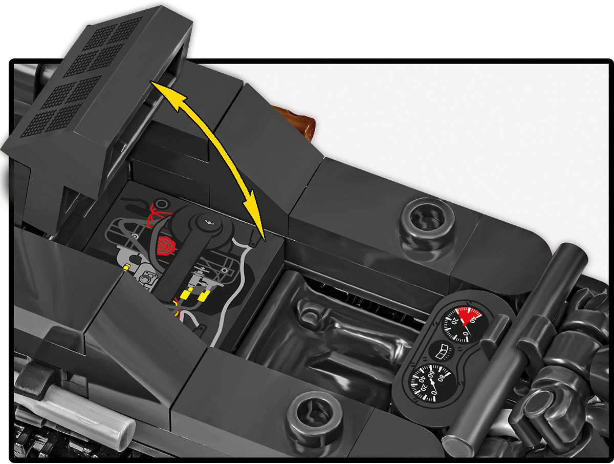 Nahaufnahme der aufgedruckten Details der Karosserie des Kettenkrad-Modells.